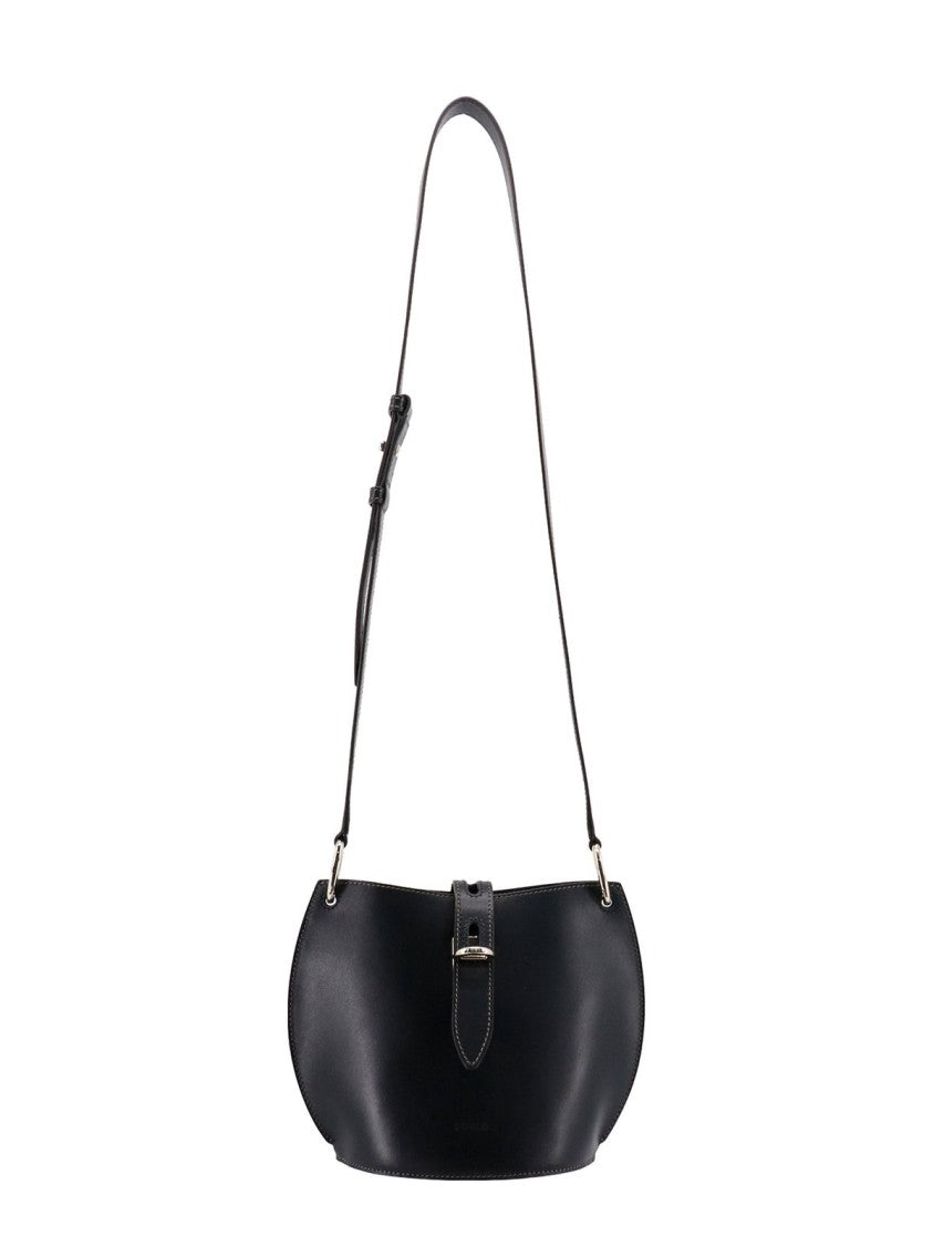 Furla Rounded Silhouette Black Leather Bag