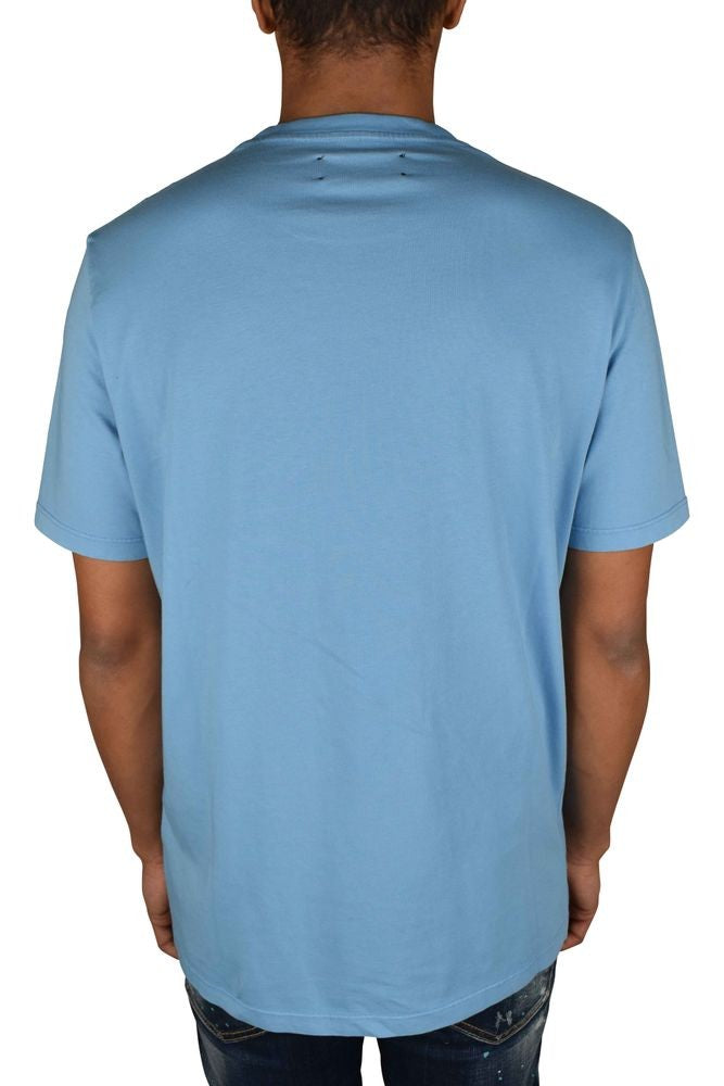 Amiri Light Blue Cotton T-Shirt With Graphic Prints