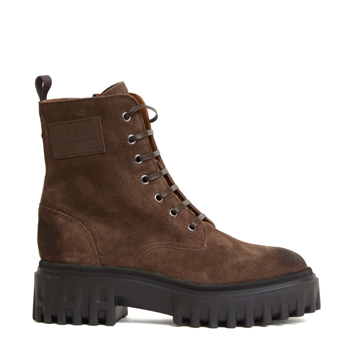 Hogan Brown Suede Ankle Boots With Leather Detailing