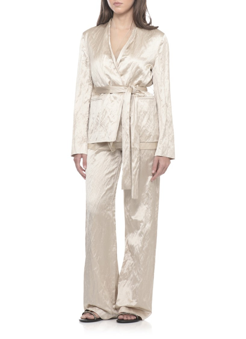 Antonelli Firenze Beige Kade Silk Gilet Blazer
