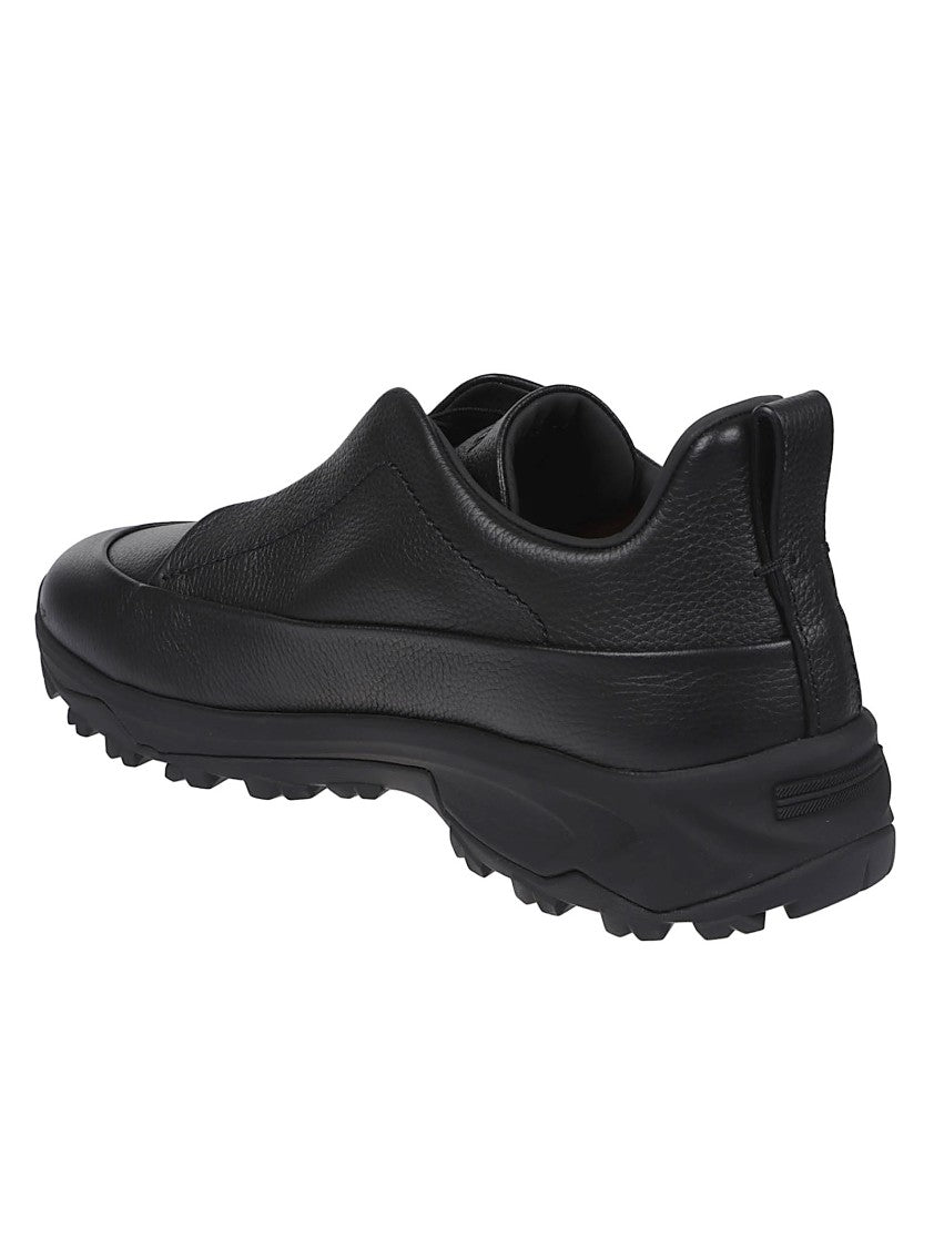 Zegna Triple Stitch Calf Leather Low Top Sneakers