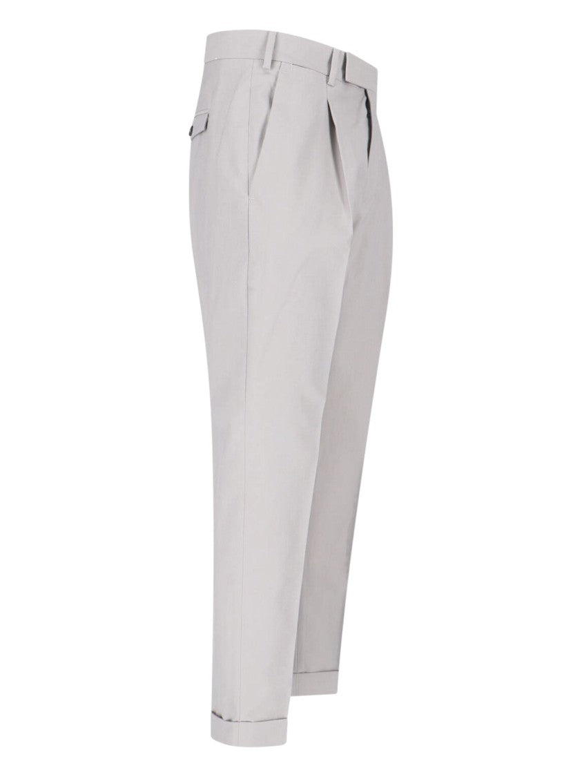 Pt Torino Grey Tailored Pleated Virgin Wool Trousers