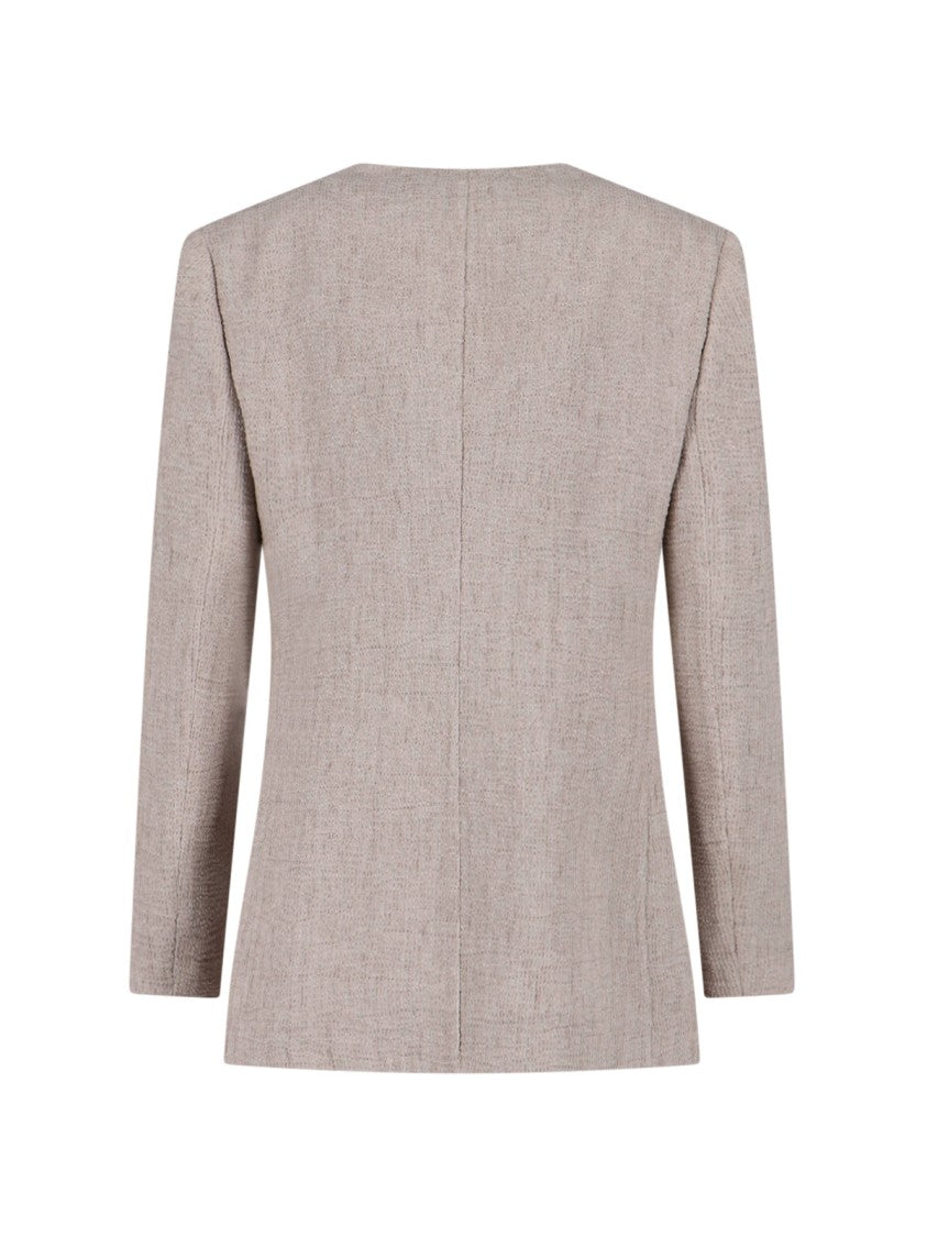 Giorgio Armani Single-Breasted Cut-Out Blazer – Taupe