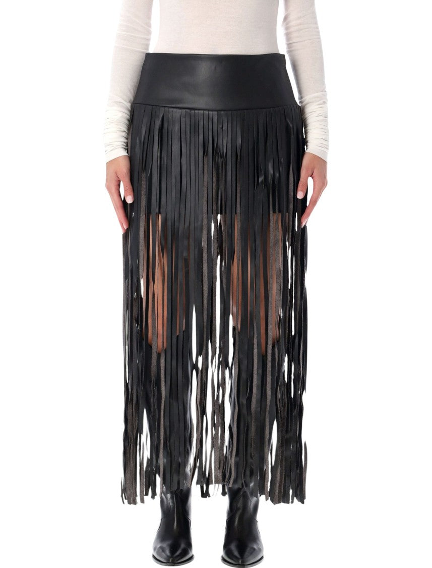 The Garment Brooklyn Leather-Look Fringe Skirt