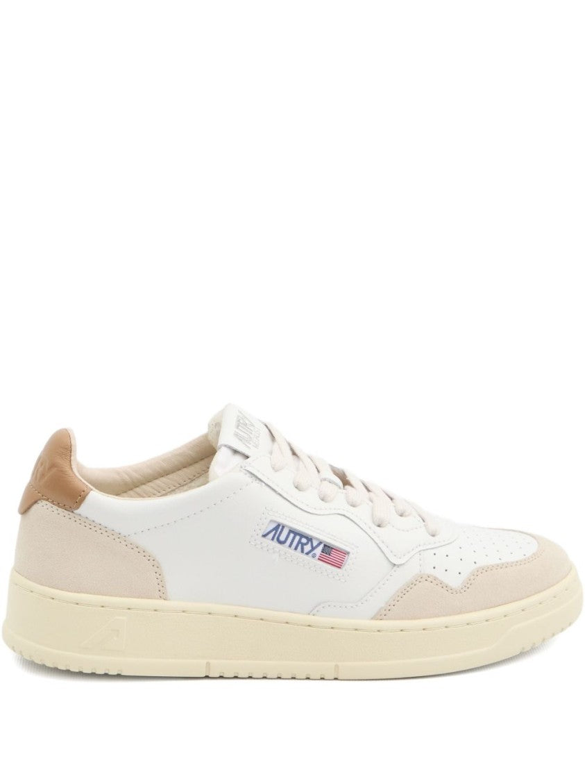 Autry White Suede Overlay Perforated Leather Sneakers