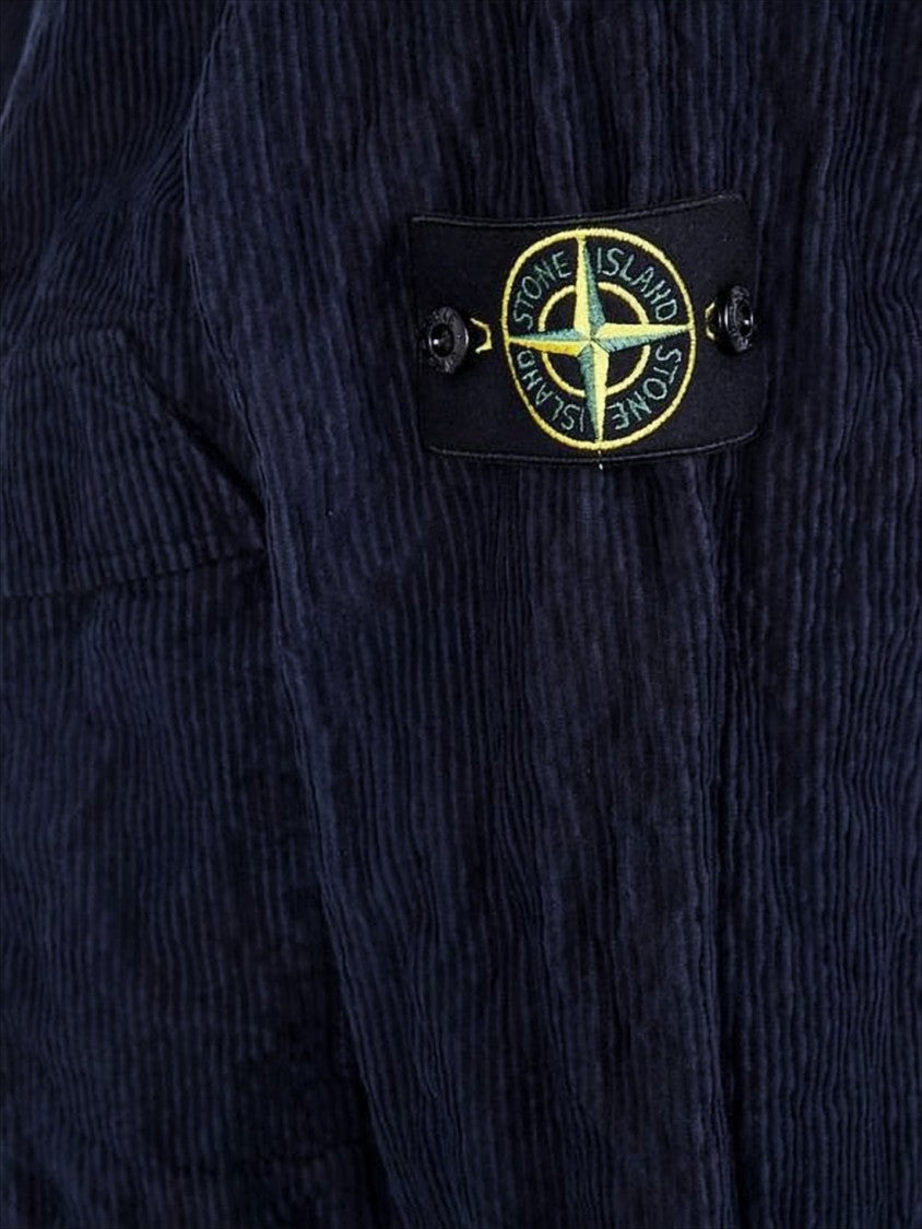 Stone Island Textured Corduroy Overshirt With Structured Collar