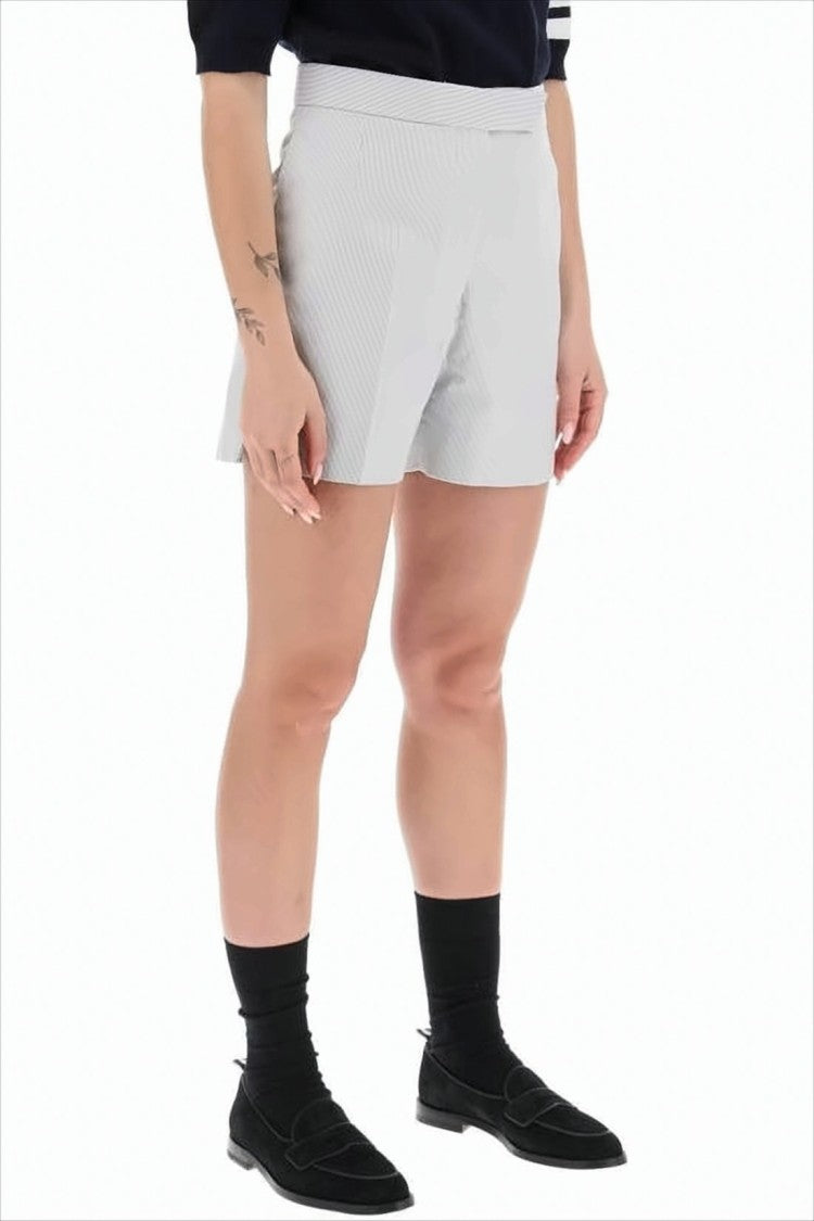 Thom Browne Tailored Pinstripe Shorts With High Waist And Button Details