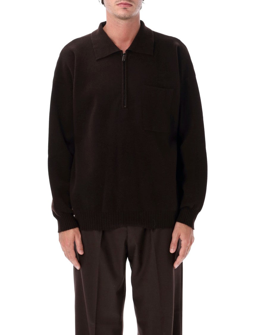 Roberto Collina Relaxed-Fit Merino Wool Polo With Half-Zip Closure