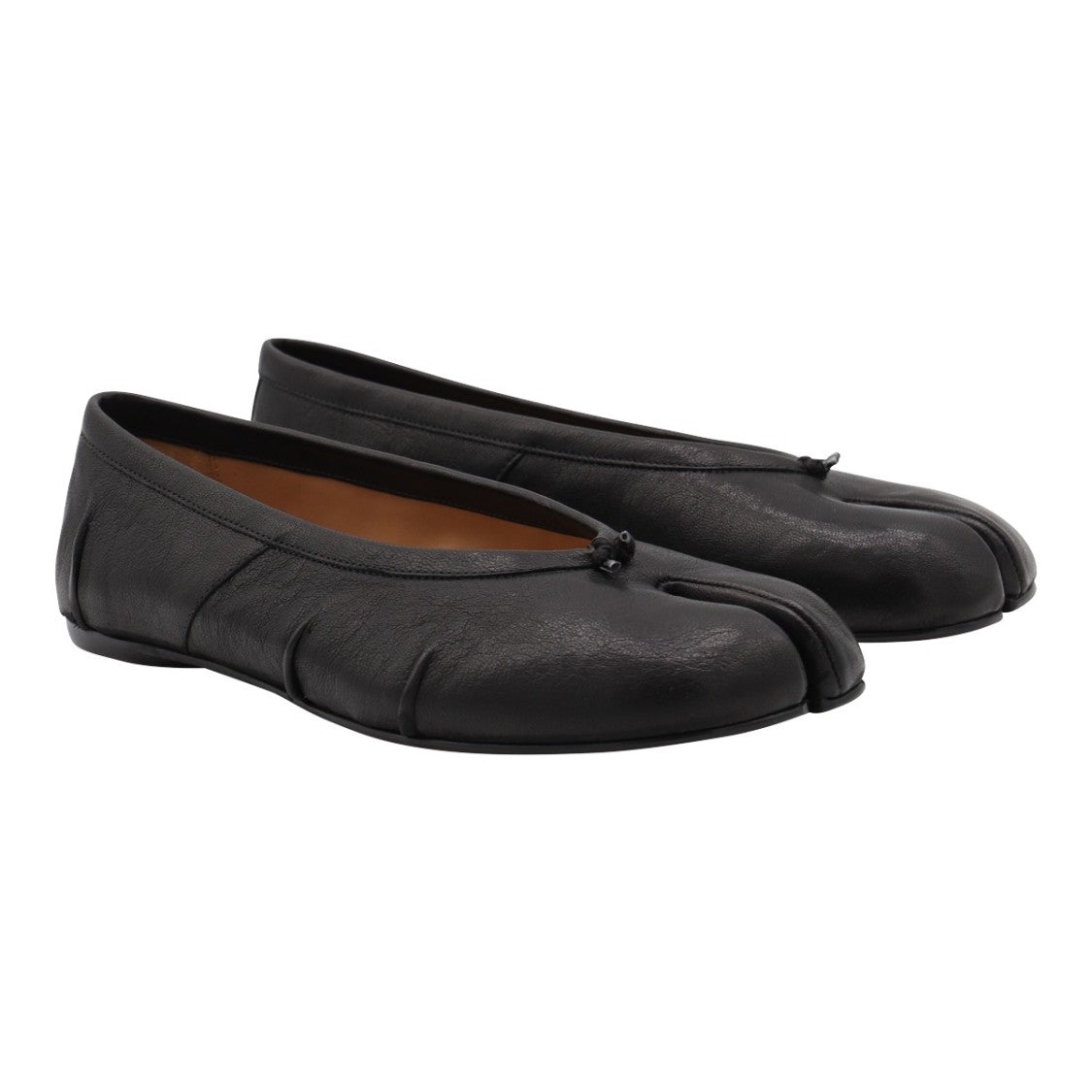 Maison Margiela Split-Toe Black Flats With Bow Accent