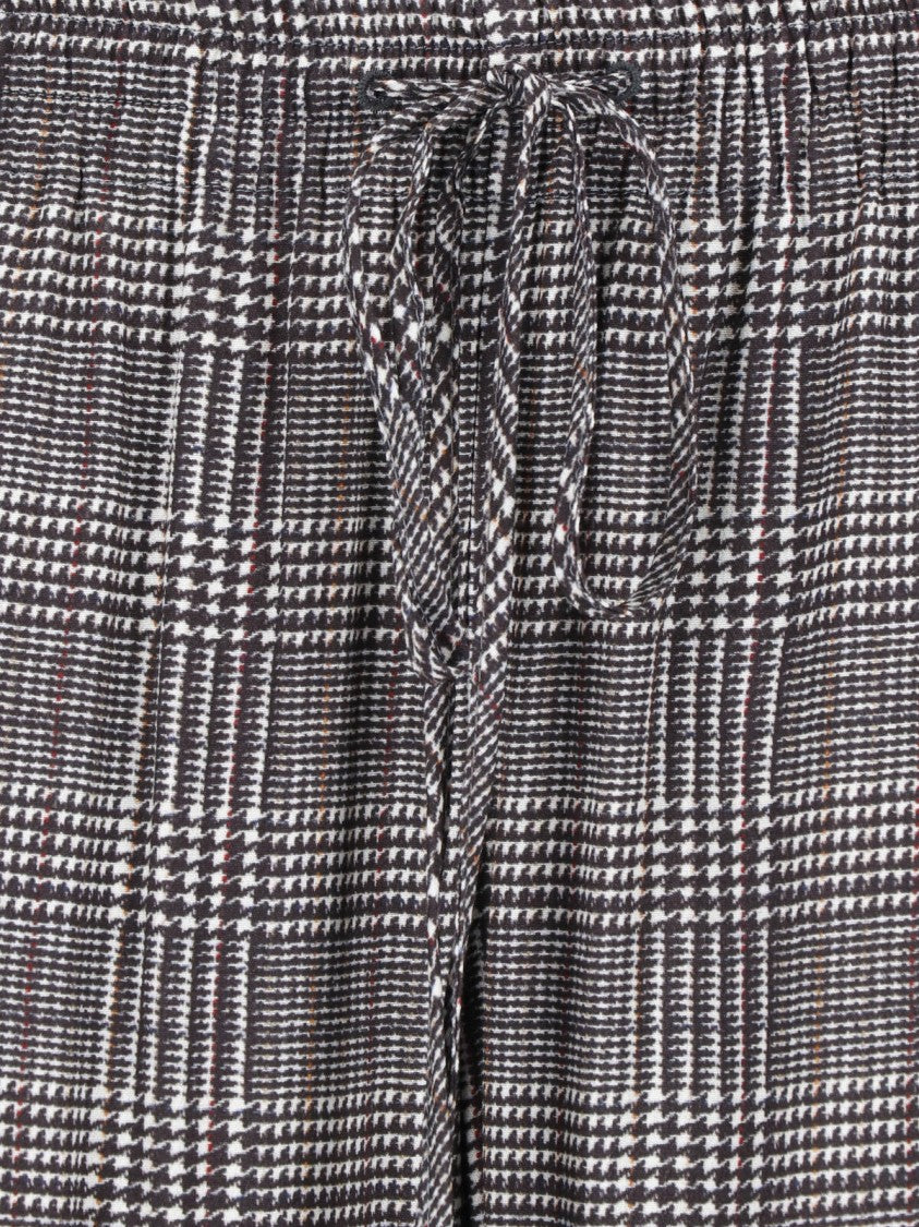 Ermanno Scervino Checkered Elastic Waist Grey Viscose Wide-Leg Pants