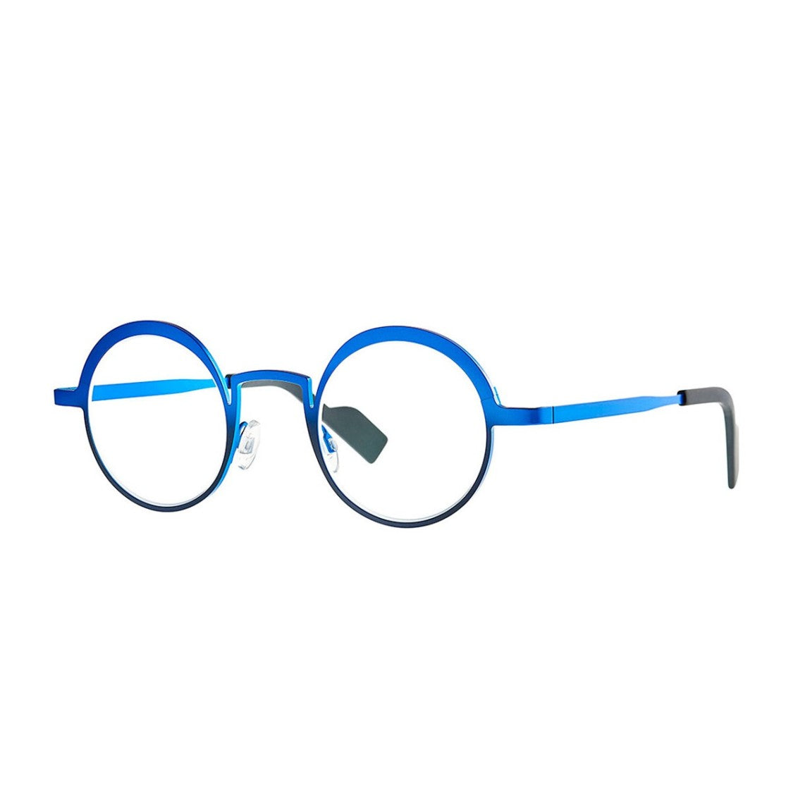 Theo Eyewear Blue Breath Titanium Round Sunglasses