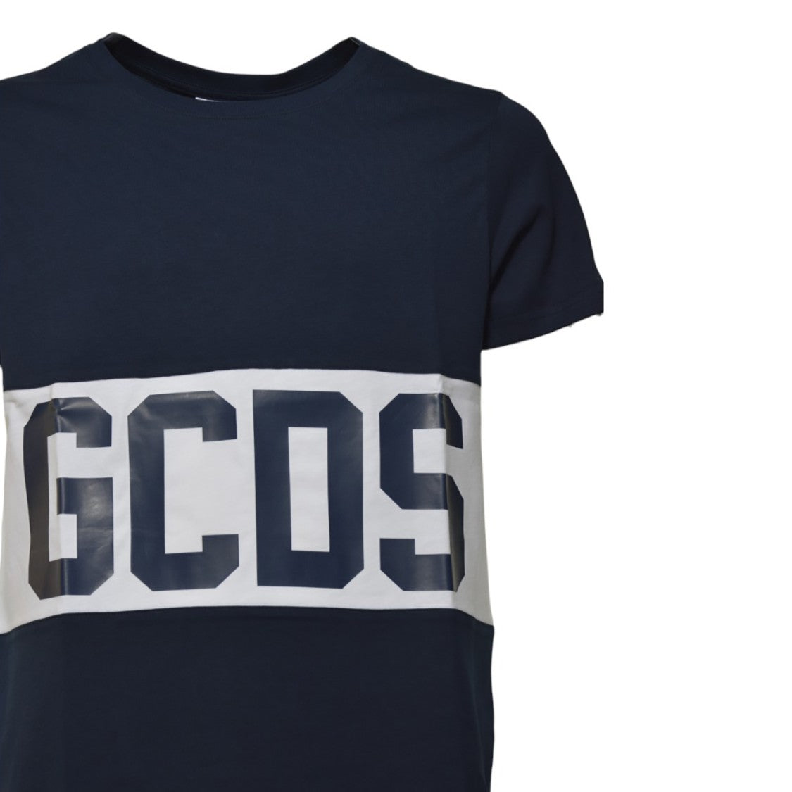 Gcds Dark Blue Cotton Band Logo T-Shirt