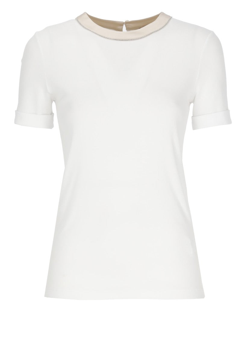 Peserico White Cotton Crewneck T-Shirt