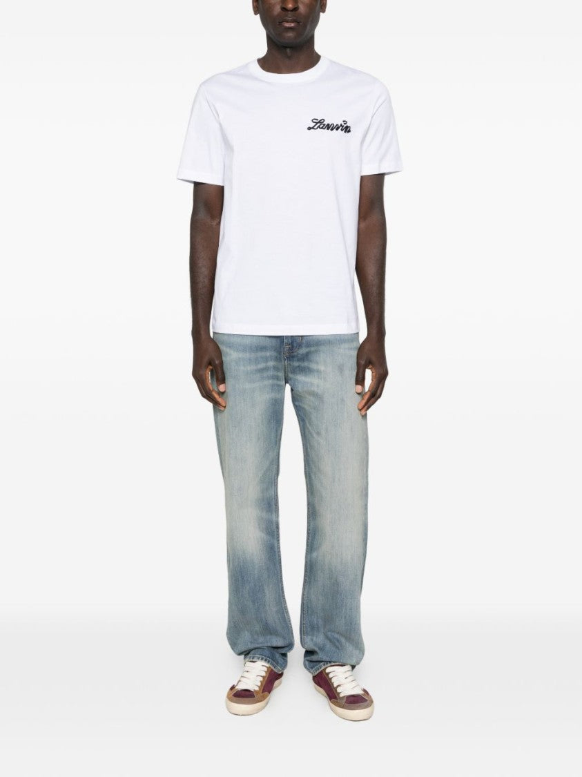 Lanvin Script Logo Short-Sleeve Silk-Nylon Blend T-Shirt