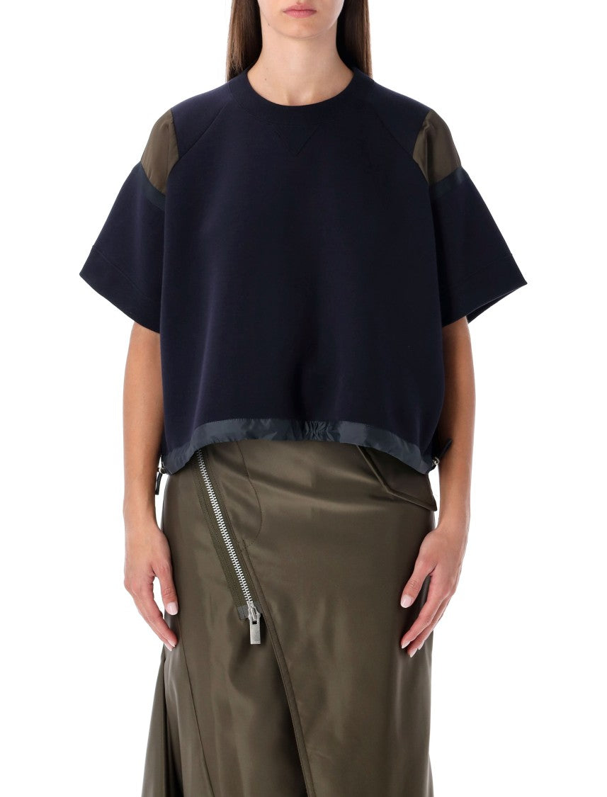 Sacai Oversized Technical Cotton T-Shirt With Adjustable Drawstring Hem