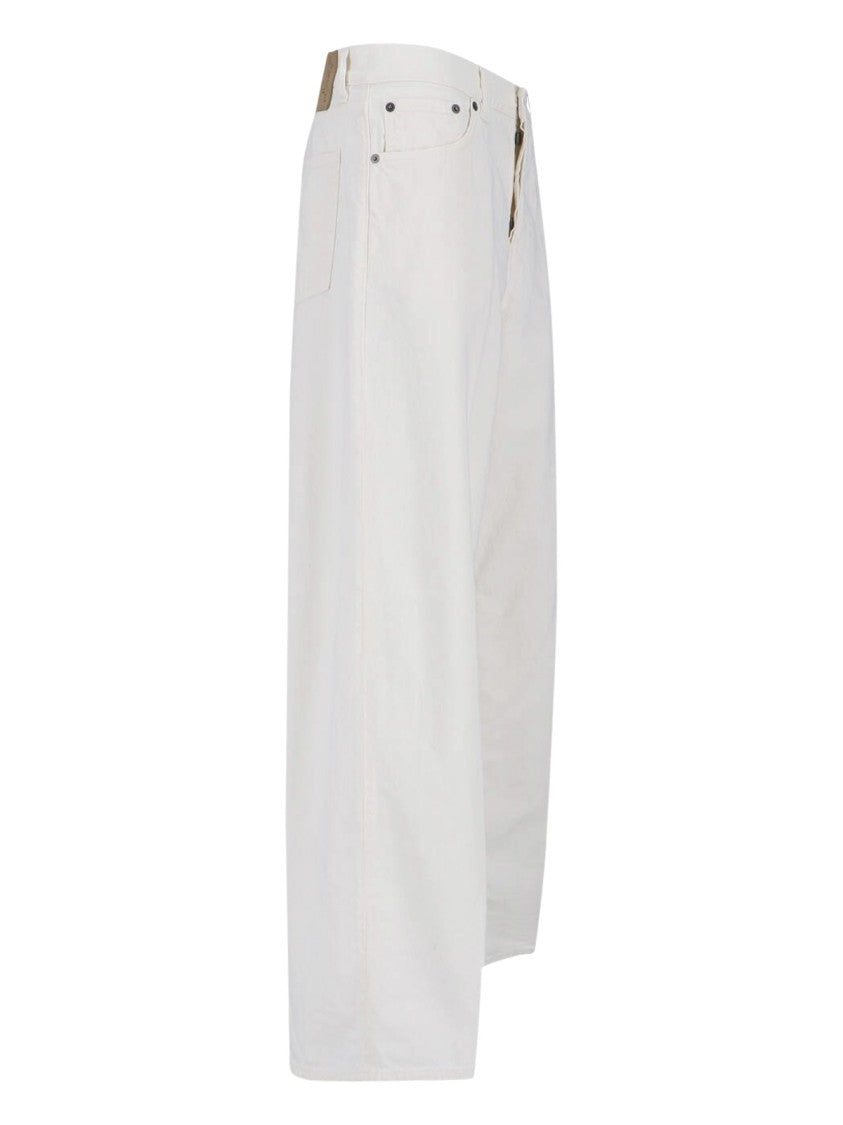 Haikure Wide-Leg White Denim Jeans With Five-Pocket Design