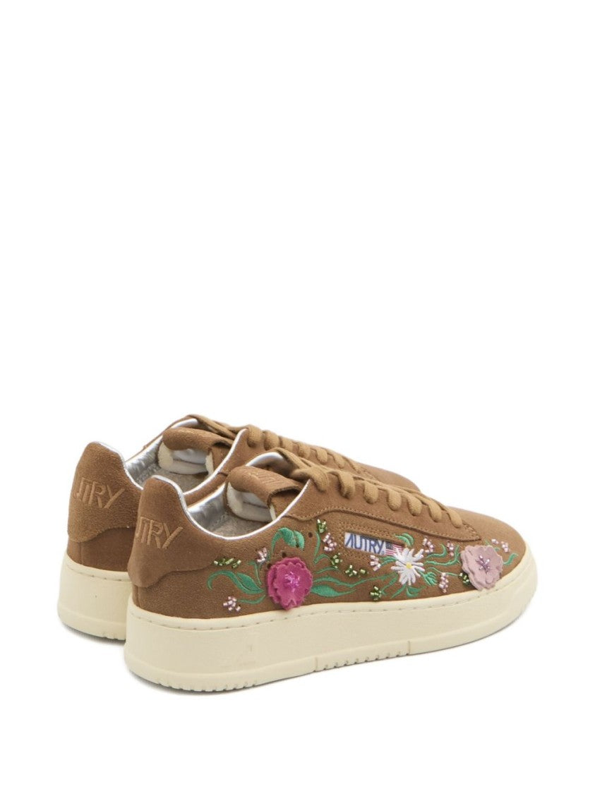 Autry Dallas Low 'Floral' Sneakers In Brown Suede
