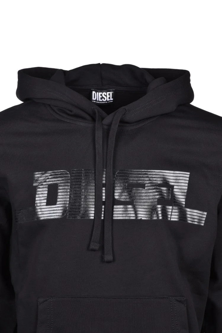 Diesel Black Hooded Cotton Hoodie