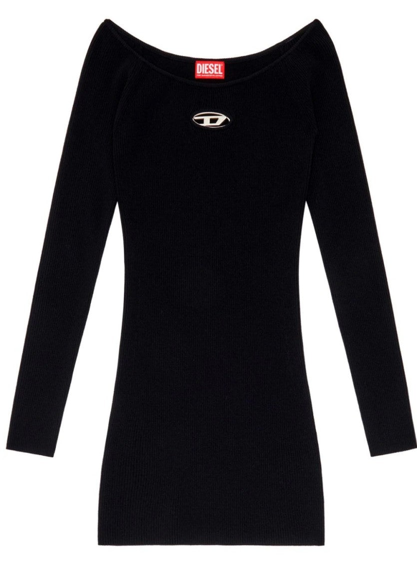 Diesel Ribbed Off-The-Shoulder Dress With Logo Detail