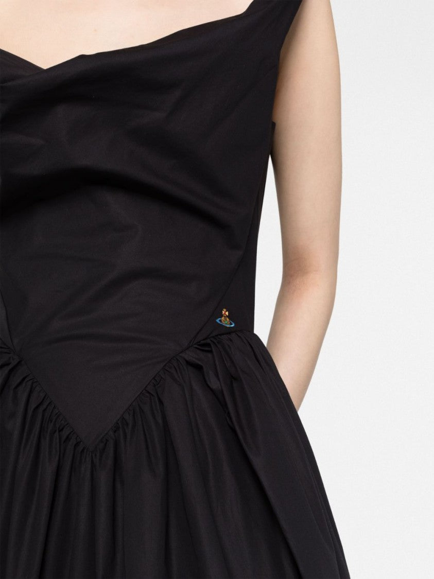 Vivienne Westwood Corset-Style Black Cowl Neck Midi Dress