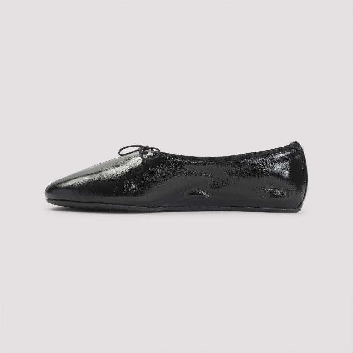 Phoebe Philo Black Leather Ballet Flats With Bow Detail