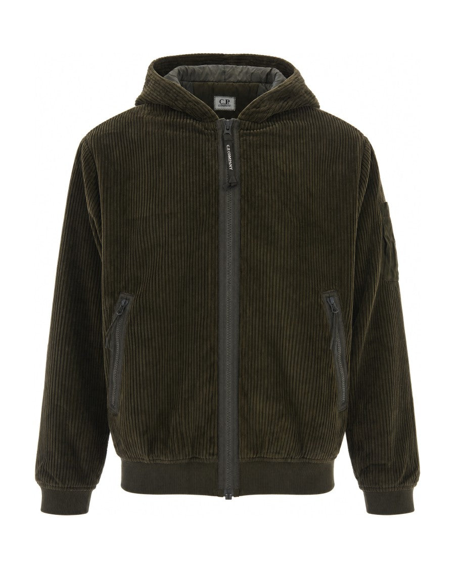 C.P. Company Ivy Green Hooded Corduroy Full-Zip Jacket