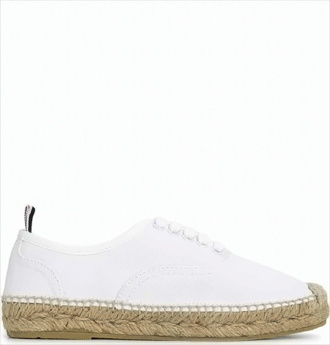 Thom Browne White Canvas Sneakers With Jute-Wrapped Sole And Tricolor Accents