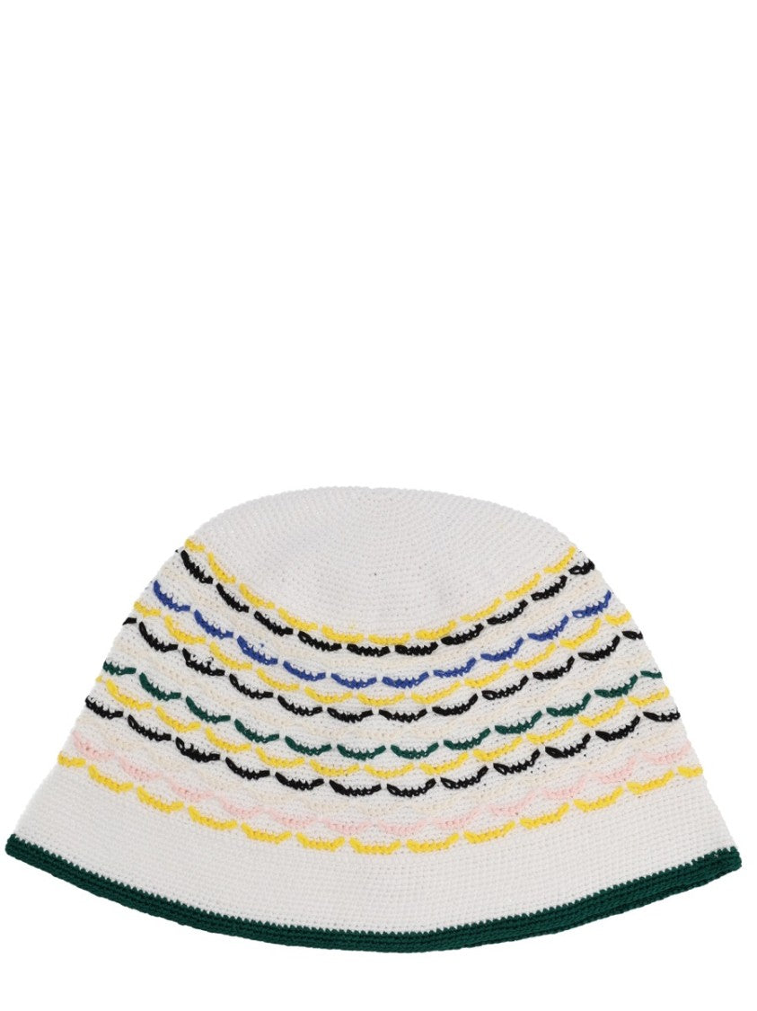 Casablanca White Horizontal Scalloped Stripes Hat