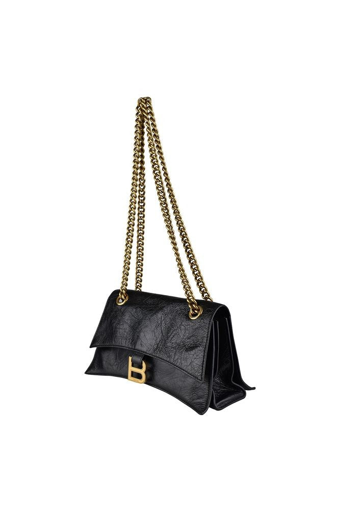 Balenciaga Black Crumpled Leather Crush Chain S Bag