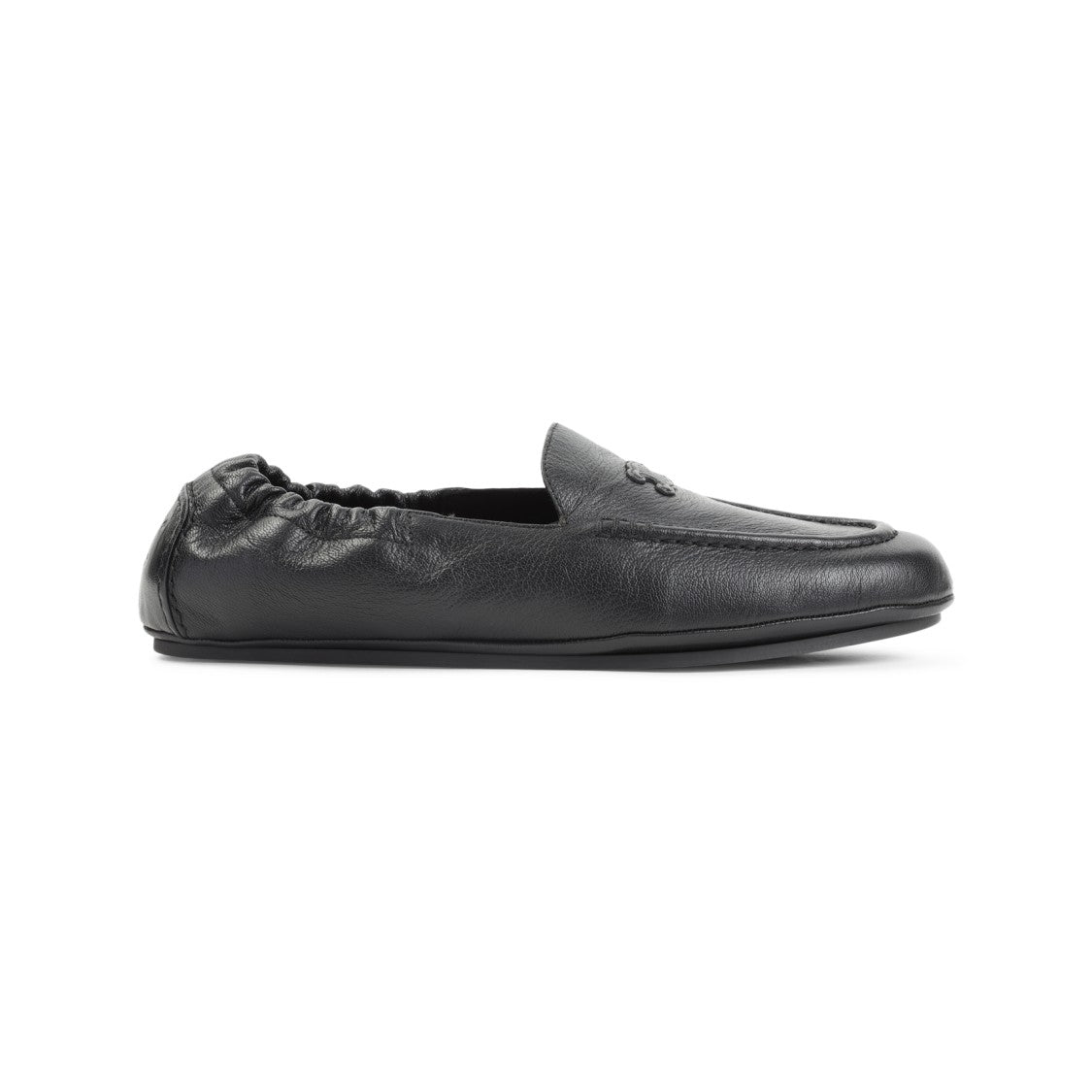Celine Minimalist Black Goat Skin Loafers With Embossed Logo