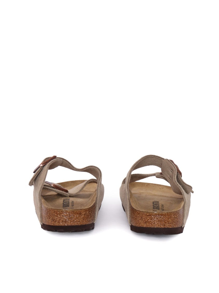 Birkenstock Taupe Arizona Suede Leather Slip-On Sandals