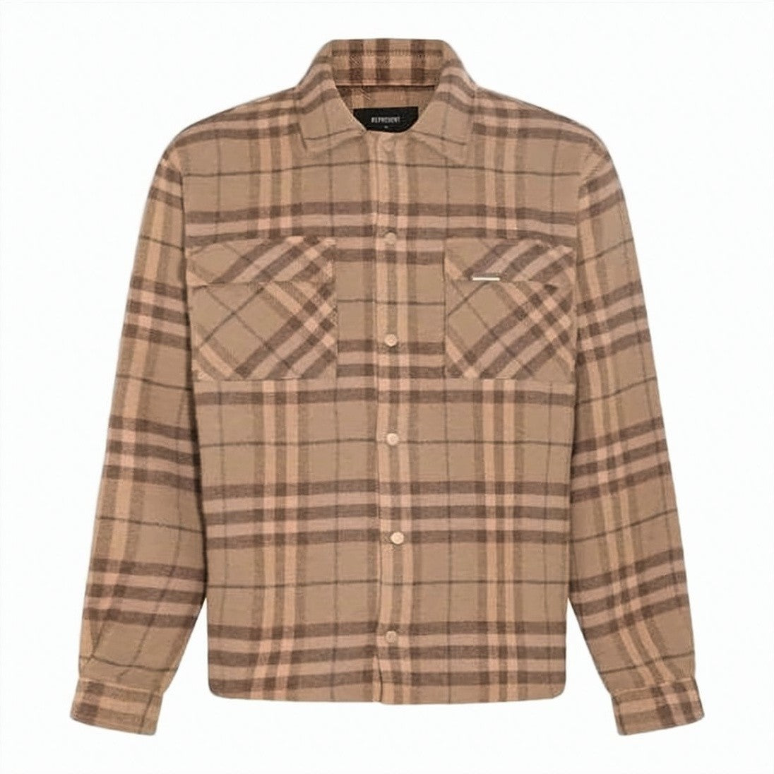 Represent Plaid Button-Up Jacket With Bold Letter Detail