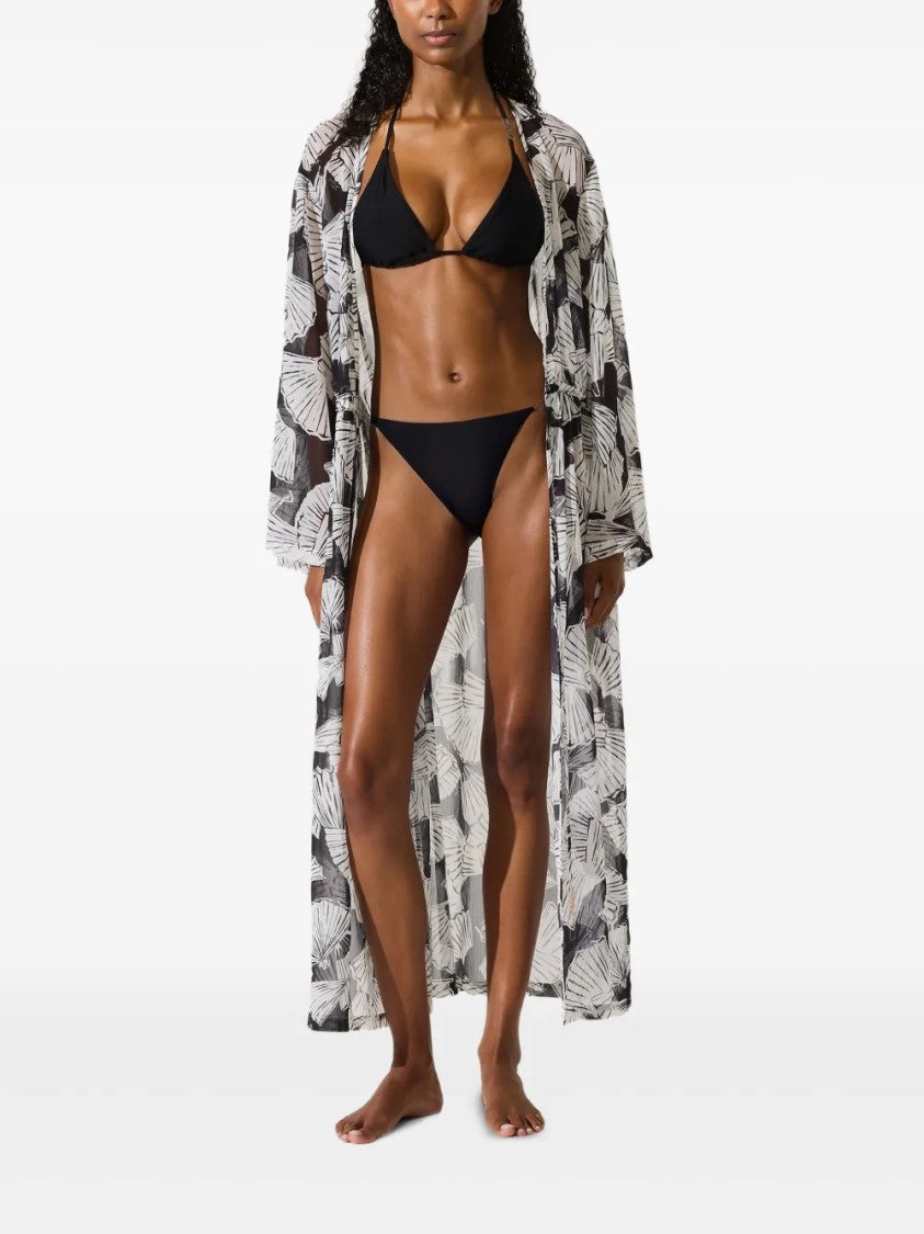 Karl Lagerfeld Mid-Calf Sheer Kaftan With Abstract Print