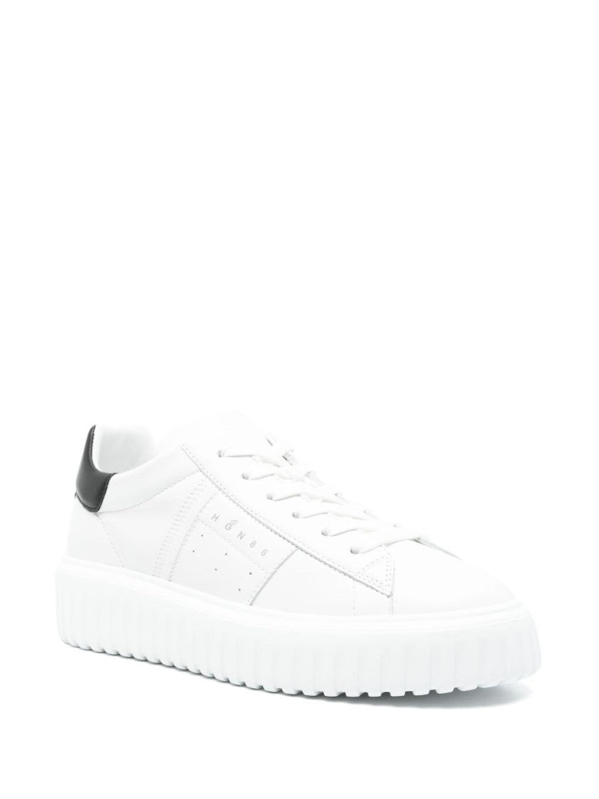 Hogan Pristine White Mutton Leather Sneakers With Chunky Sole