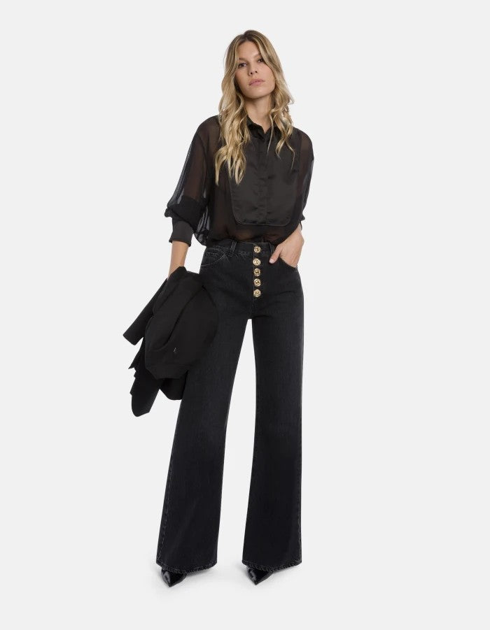 Dondup Wide-Leg Jeans With Ornate Gold Button Detailing