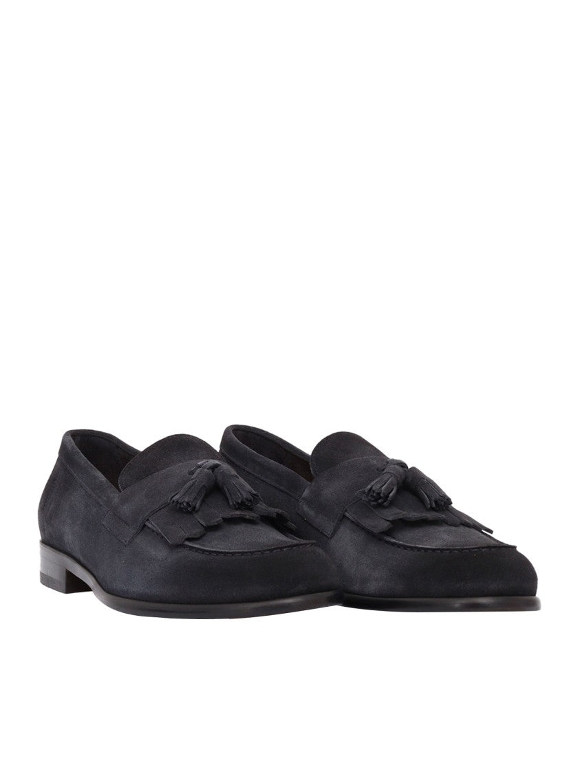 Doucal's Refined Black Calfskin Moccasin Loafers
