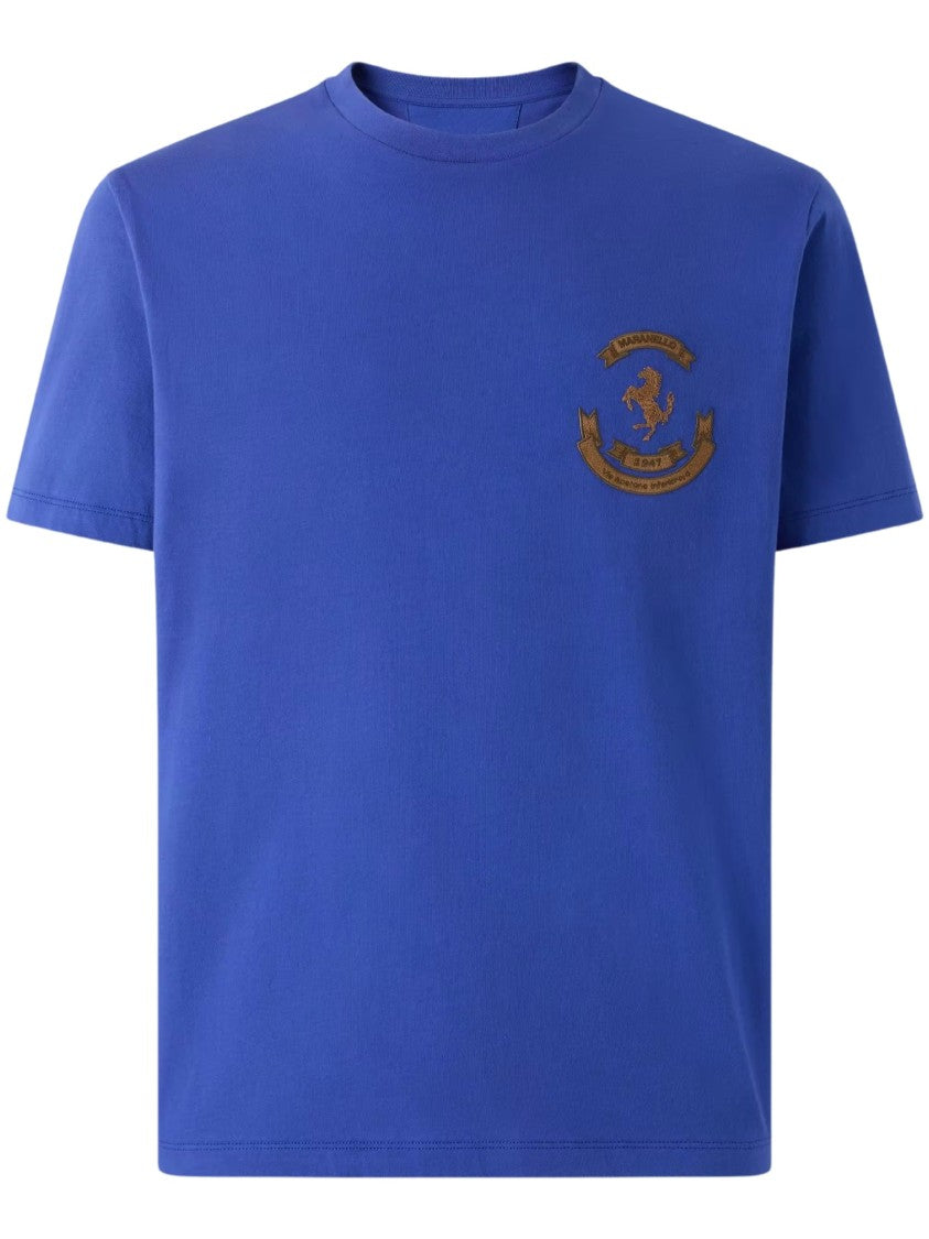 Ferrari Embroidered Logo Cotton T-Shirt