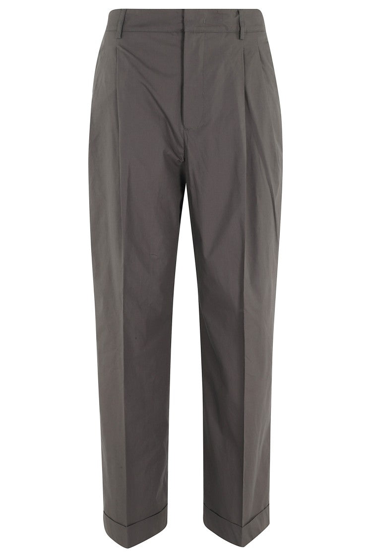 Soeur Anthracite Gray Watson Front-Pinces Cotton Wide-Leg Pants