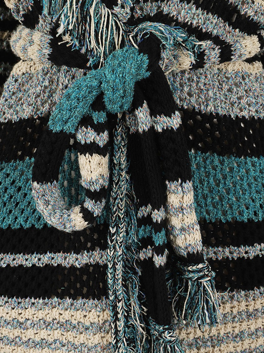 Alanui Chunky Knit Striped Cardigan With Fringed Trim
