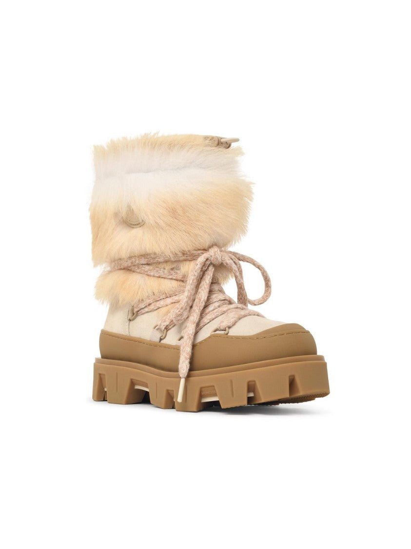 Moncler 'Peak Apres' Ivory White Suede Boots