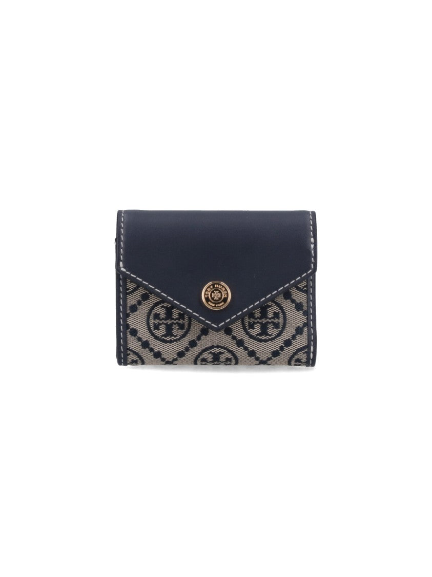 Tory Burch T Monogram Small Trifold Wallet – Beige