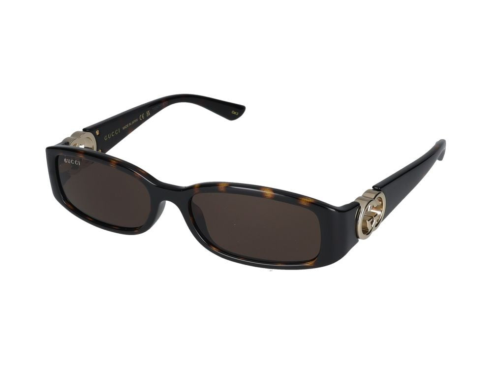Gucci Havana Gg1661s Rectangular Tortoiseshell Sunglasses
