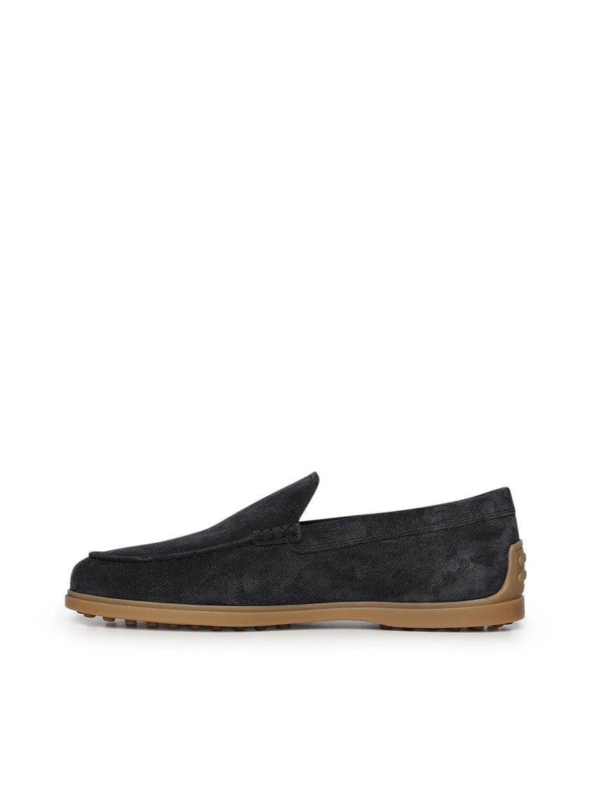 Tod's Moccasin-Style Black Suede Loafers With Contrasting Rubber Sole