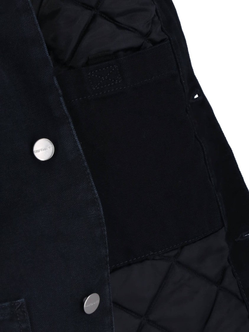 Carhartt Wip Black Og Michigan Corduroy Collar Quilted Cotton Jacket