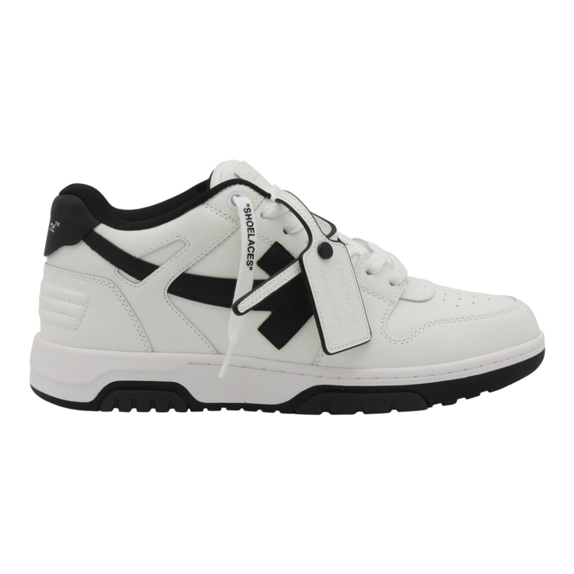 Off-White White Leather Sneakers With Black Accents