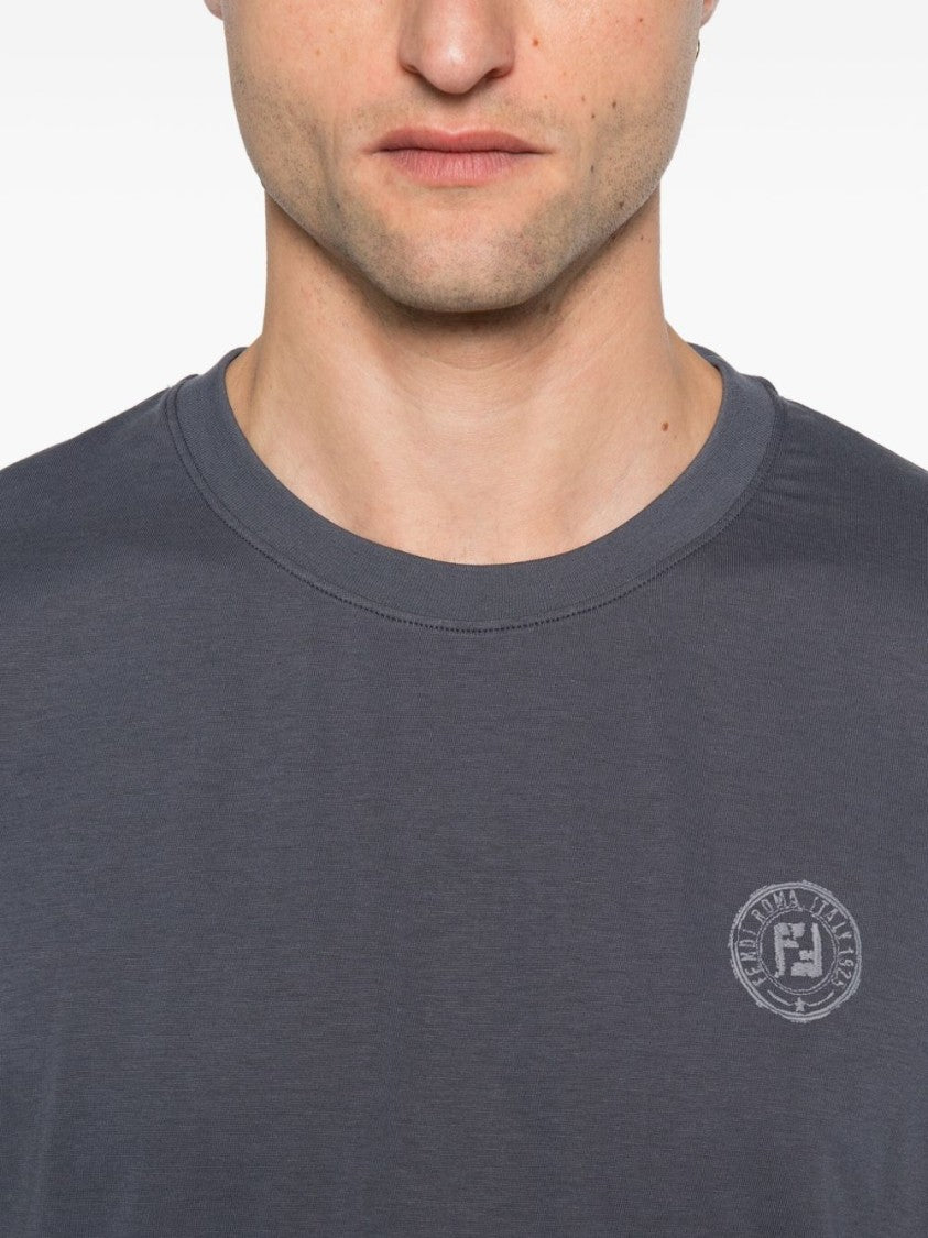 Fendi Cotton T-Shirt With Subtle Logo Emblem