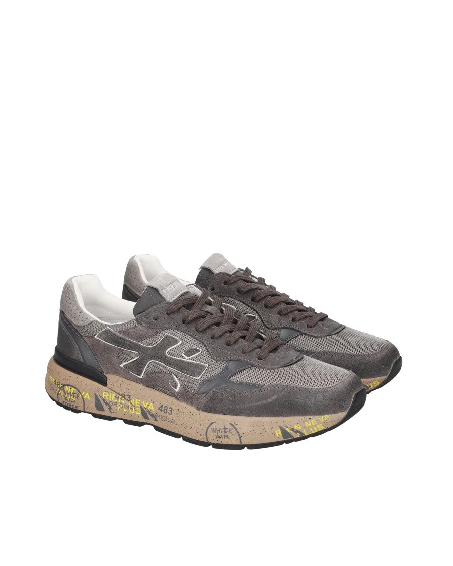 Premiata Grey Taupe Mick Color-Block Leather Sneakers