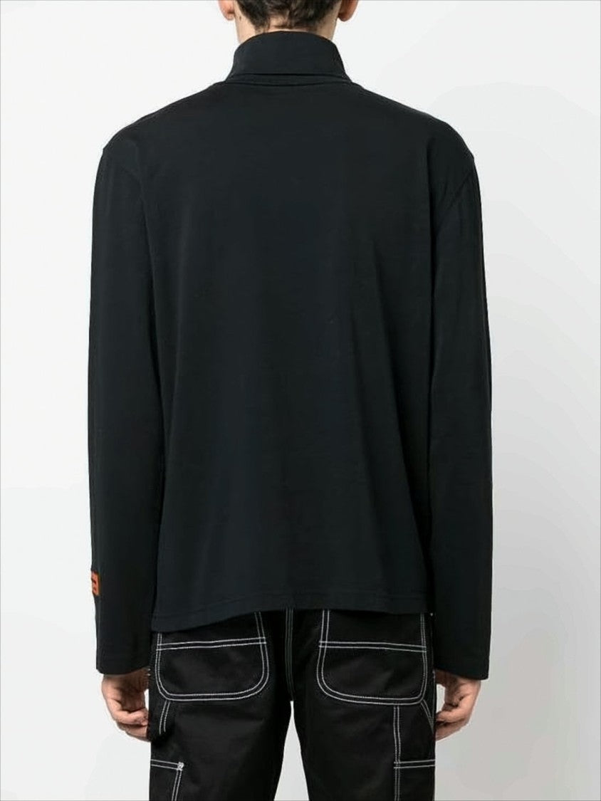 Heron Preston Long-Sleeve Black T-Shirt With High Neck And Signature Detailing