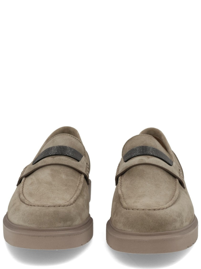 Brunello Cucinelli Sleek Rounded-Toe Leather Loafers