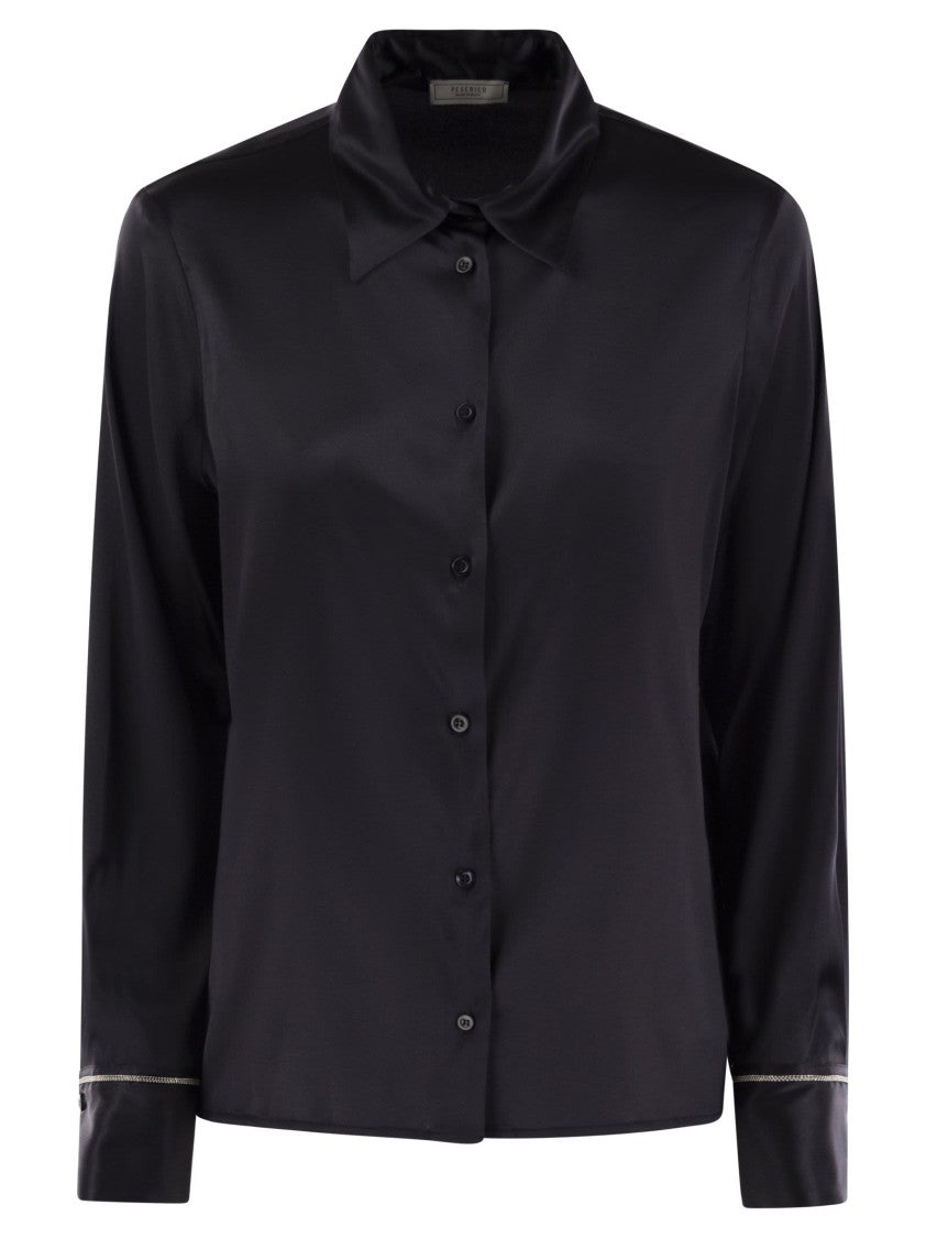 Peserico Silk Crepe Button-Fastening Shirt With Stitch-Light Cuffs